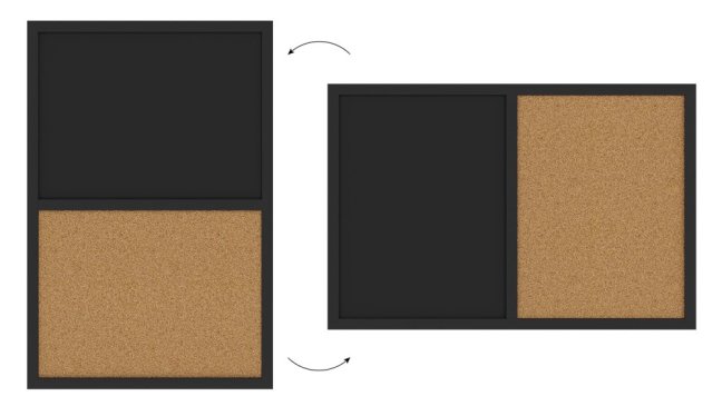 Tabuľa COMBI - korok a magnetická čierna tabuľa 60x40cm s čiernym lakovaným dreveným rámom