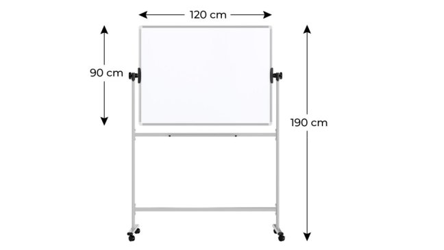 Mobilní tabule TM Idea, oboustranná, otočná, za sucha stíratelná, magnetická, 120x90 cm – řada FLEX