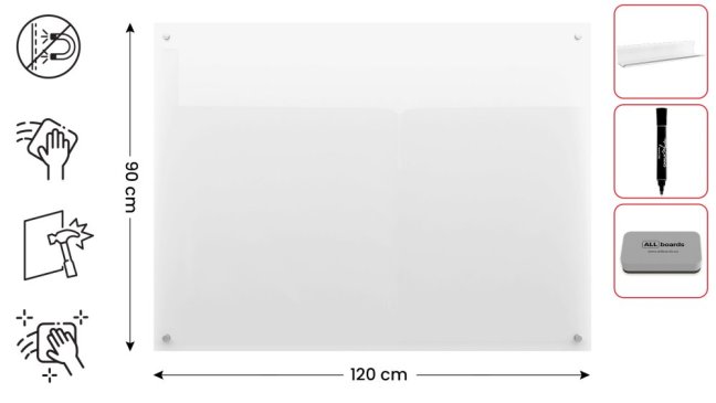 Skleněná nemagnetická tabule TRANSPARENTNÍ 120×90 cm