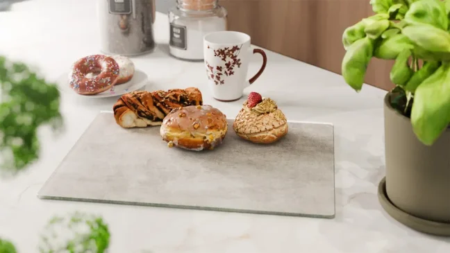 Skleněná krájecí deska BETON II 30 × 40 cm – kuchyňská deska, ochranná deska, skleněný tác