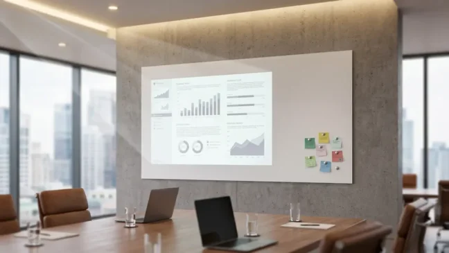 Skleněná projekční magnetická matná tabule 200x120 cm