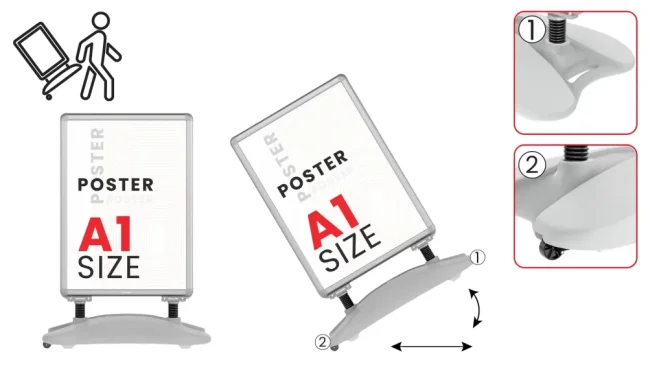Reklamné Áčko A1 OWZ Waterbase – STRIEBORNÝ hliníkový rám