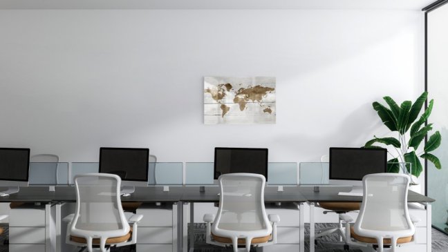 Magnetická tabuľa METALboards, mapa sveta vo svetlých farbách  60x40 cm