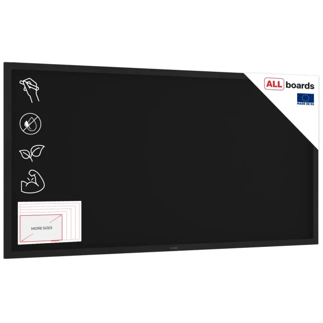 Čierna kriedová tabuľa 200×120 cm – ČIERNY lakovaný drevený rám