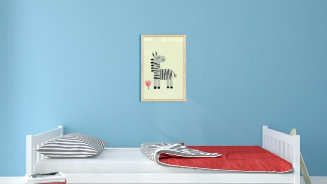 Magnetický obraz-  ZEBRA 60x40cm v přírodním dřevěném rámu