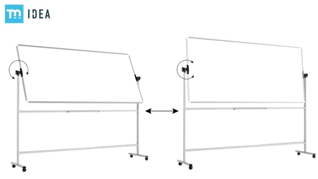 Mobilní tabule TM Idea, oboustranná, otočná, za sucha stíratelná, magnetická, 220x100 cm – řada FLEX