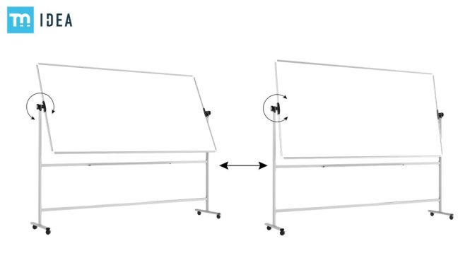 Mobilní tabule TM Idea, oboustranná, otočná, za sucha stíratelná, magnetická, 240x120 cm – řada FLEX