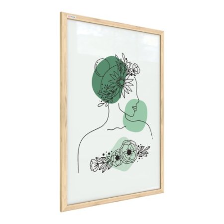 Magnetický obraz- portrét ženy zelený č.1 60x40cm v přírodním dřevěném rámu