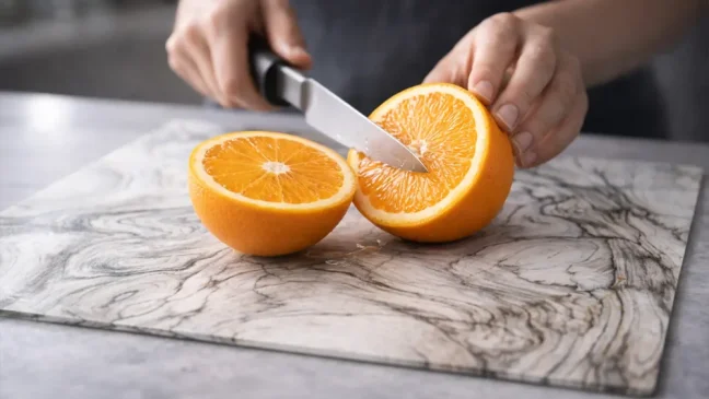 Sklenená doska na krájanie SKAMENENÉ DREVO 60 × 52 cm