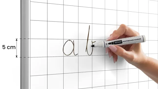 Suchostierateľná tabuľa 150×100 cm s hliníkovým rámom, magnetickou fóliou (mriežka)