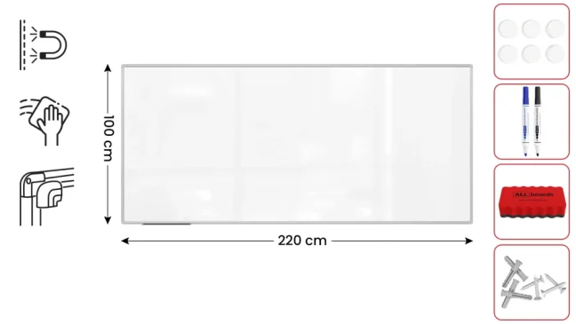 Magnetická tabuľa 220x100 ALLboards PREMIUM