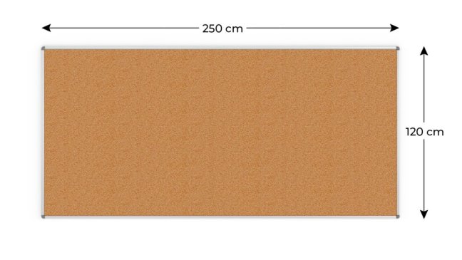 Korková nástěnka v hliníkovém rámu 250x120cm