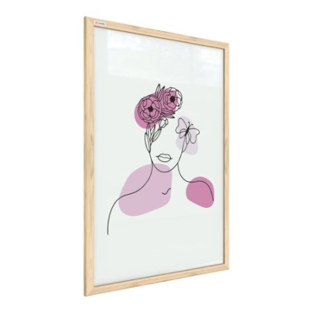 Magnetický obraz- portrét ženy růžový č.2 60x40cm v přírodním dřevěném rámu