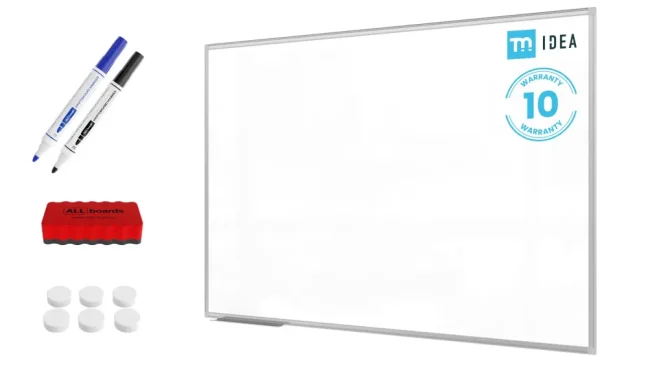 Biela popisovacia magnetická tabuľa 150x100 cm v hliníkovom ráme + sada príslušenstva – TM IDEA® séria Flex