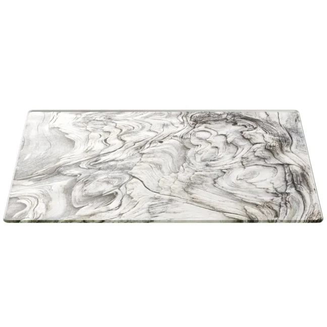 Sklenená doska na krájanie SKAMENENÉ DREVO 30 × 40 cm – kuchynská doska, ochranná doska, sklenený podnos