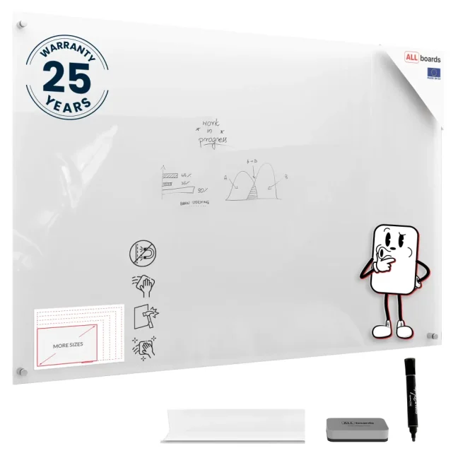 Sklenená nemagnetická tabuľa TRANSPARENTNÁ 150×100 cm