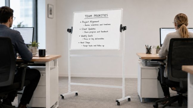 Mobilní tabule TM Idea, oboustranná, otočná, za sucha stíratelná, magnetická, 100x70 cm – řada FLEX