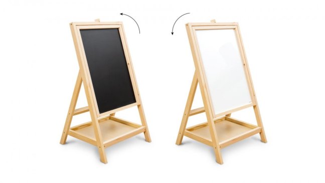 Allboards,Drevená, otočná kriedová tabuľa na kreslenie pre deti, magnetická, výška 79 cm
