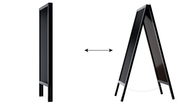 Magnetický křídový reklamní stojan voděodolný 150x61 cm ČERNÝ RÁM