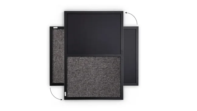 Tabule COMBI černá magnetická a textilní tabule 60x40 cm v dřevěném lakovaném rámu