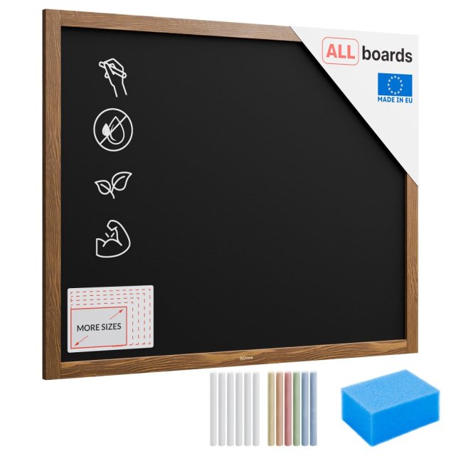 Allboards tabuľa čierna kriedová v drevenom ráme 100x80 cm