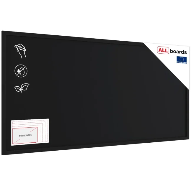 Čierna kriedová tabuľa 120×60 cm – ČIERNÝ drevený rám ECO