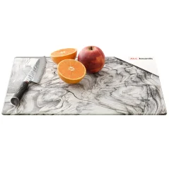 Sklenená doska na krájanie SKAMENENÉ DREVO 30 × 40 cm – kuchynská doska, ochranná doska, sklenený podnos