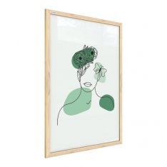 Magnetický obraz- portrét ženy zelený č.2 60x40cm v přírodním dřevěném rámu, TM64D_00067