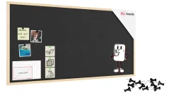 Textilná (plstená) tabuľa 120 × 60 cm, sivá, v lakovanom drevenom ráme