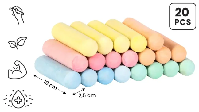 Barevná JUMBO křída na tabule – sada 20 kusů