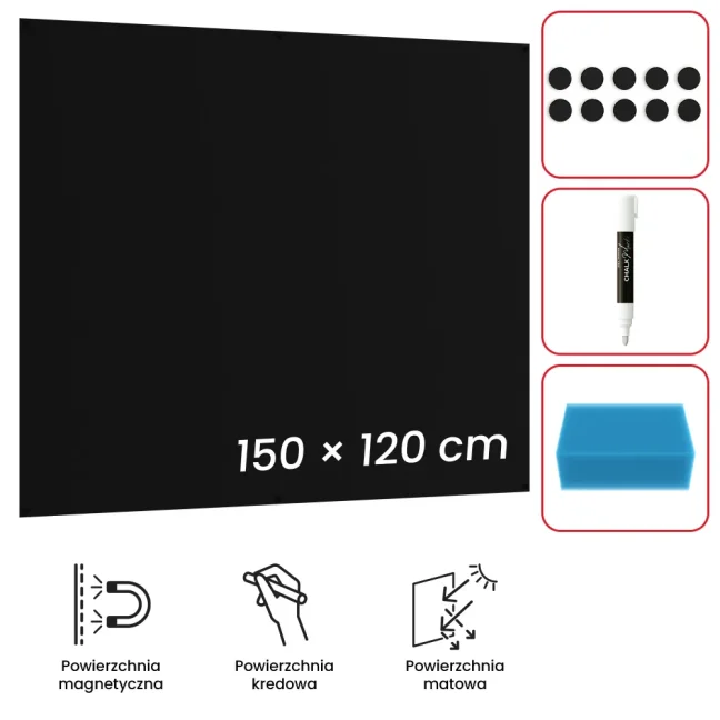 Bezrámová magnetická křídová tabule magnetický panel SLIMboard 150x120 cm + PŘÍSLUŠENSTVÍ ZDARMA