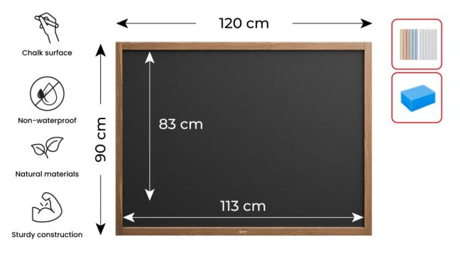 Tabule černá křídová v dřevěném rámu 120x90 cm